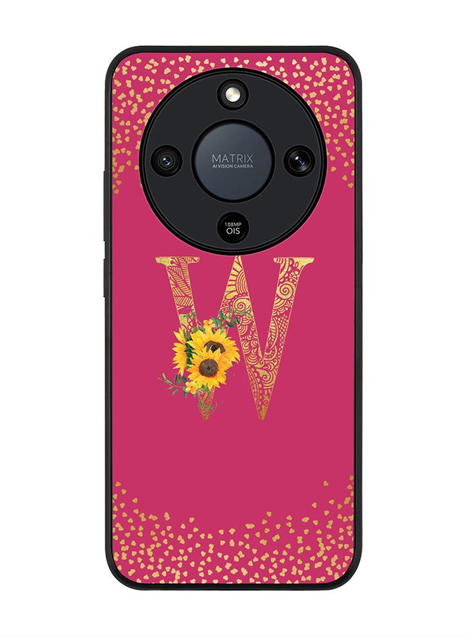 For Honor X9d / Magic8 Lite / X70 Case,Slim fit Camera Protection, Shockproof Thin Phone cover  - Custom Floral Monogram - W ( Deep Pink )
